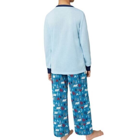 NWT Eddie Bauer Blue 3-piece Pajamas Set with fleece robe for boys, size S - Picture 4 of 6